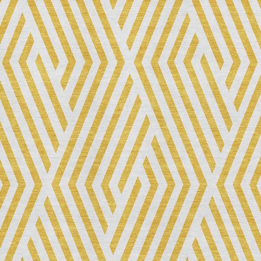 Yellow And Ivory Geometric Washable Area Rug With UV Protection Photo 3
