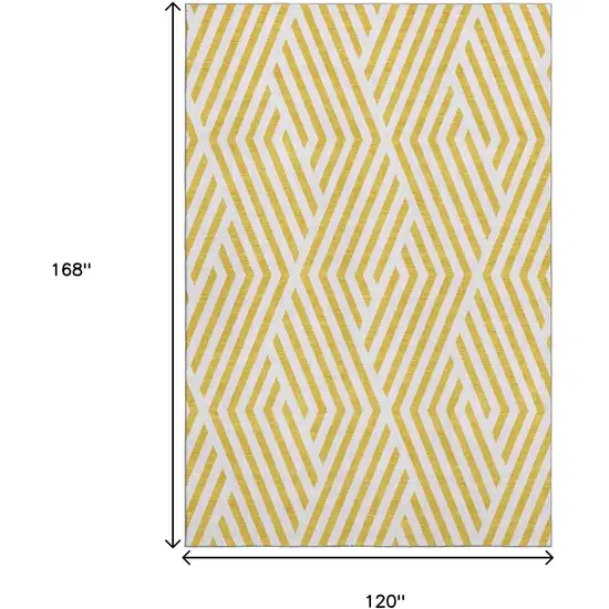 Yellow And Ivory Geometric Washable Area Rug With UV Protection Photo 3