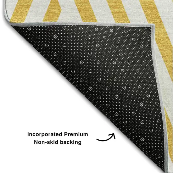Yellow And Ivory Geometric Washable Area Rug With UV Protection Photo 8