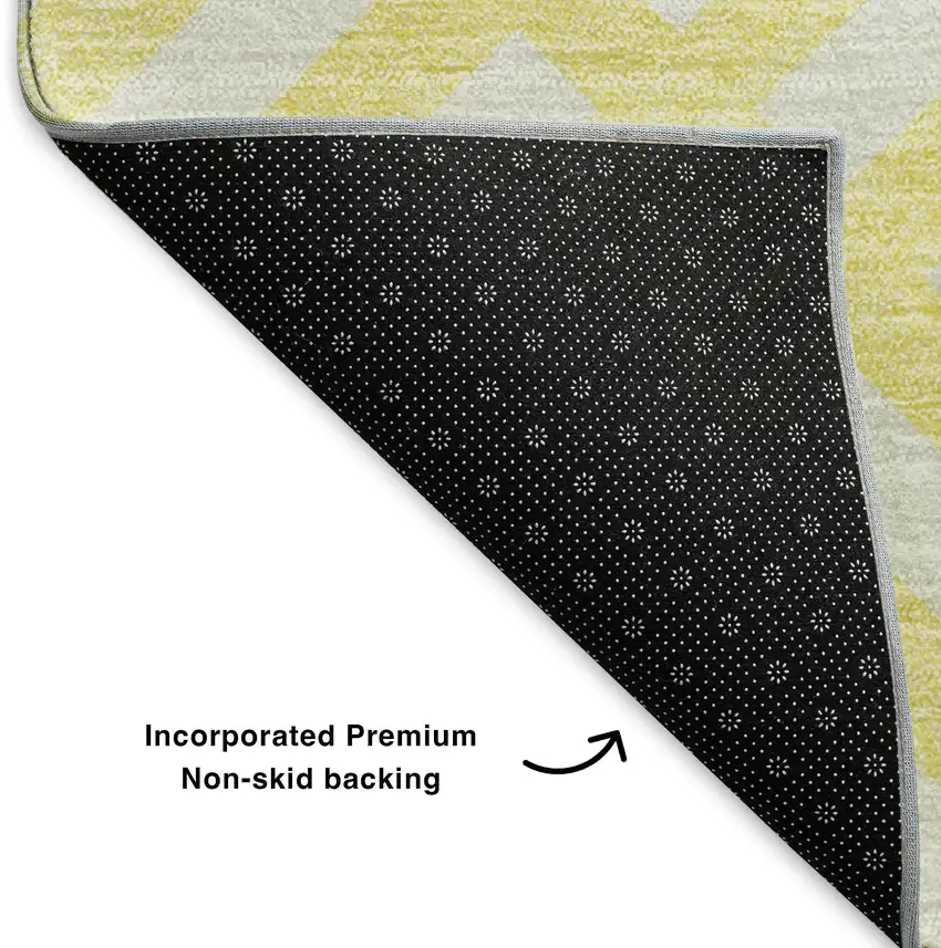 Yellow And Ivory Geometric Washable Area Rug With UV Protection Photo 7
