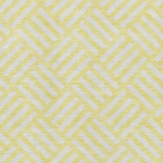 Yellow And Ivory Geometric Washable Area Rug With UV Protection Photo 3