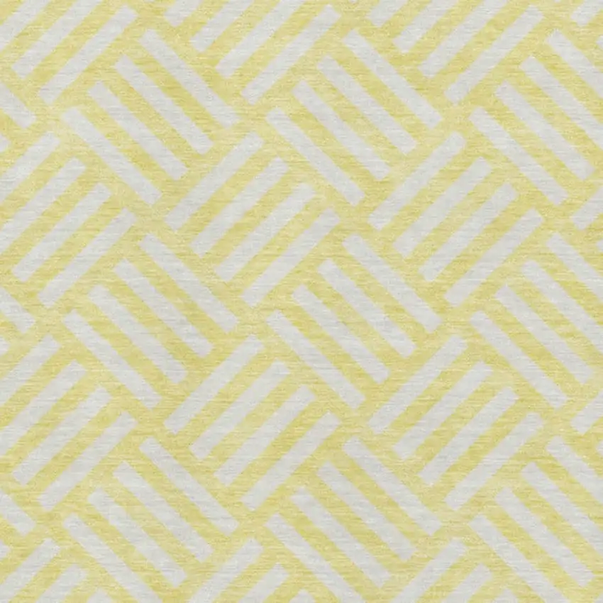 Yellow And Ivory Geometric Washable Area Rug With UV Protection Photo 3
