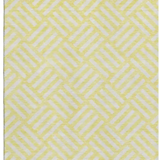 Yellow And Ivory Geometric Washable Area Rug With UV Protection Photo 4