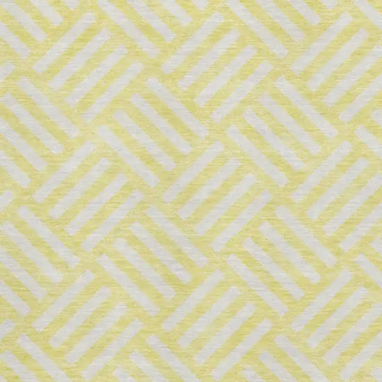 Yellow And Ivory Geometric Washable Area Rug With UV Protection Photo 3