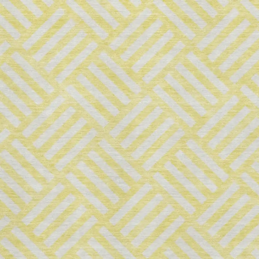 Yellow And Ivory Geometric Washable Area Rug With UV Protection Photo 3