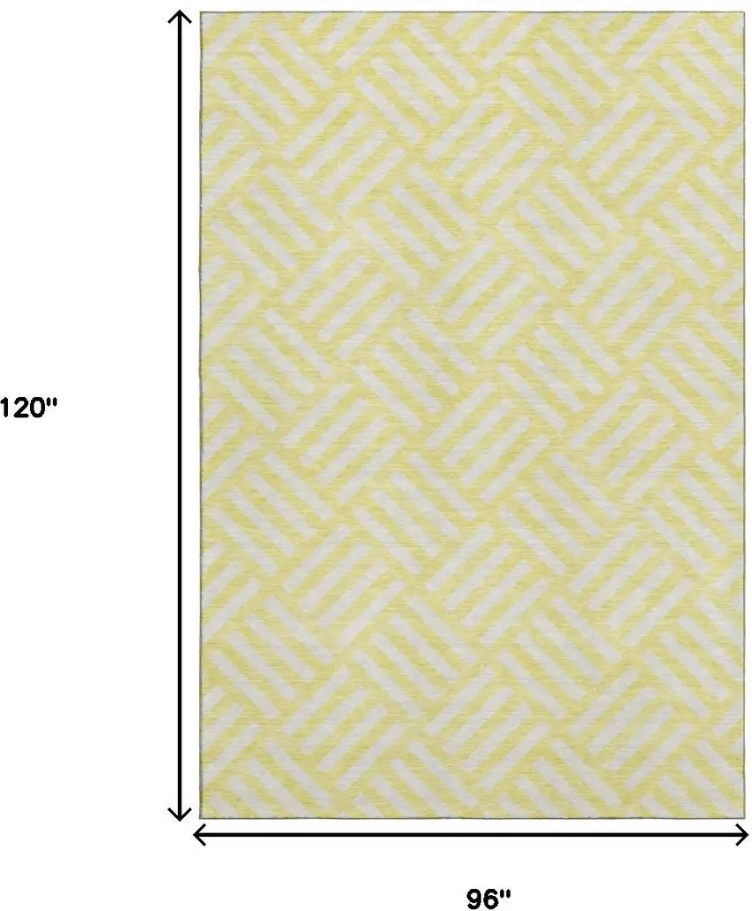 Yellow And Ivory Geometric Washable Area Rug With UV Protection Photo 3