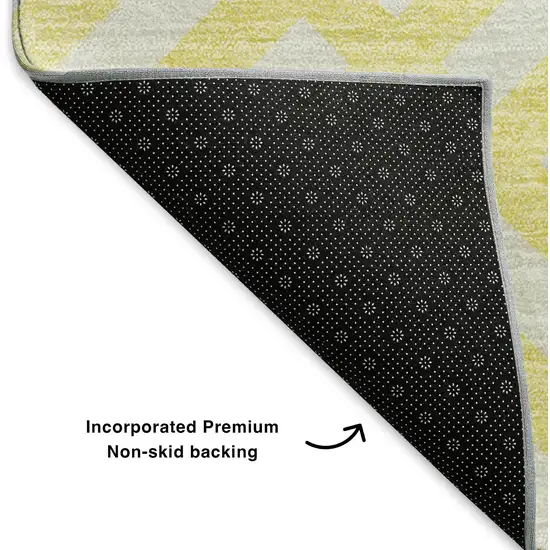 Yellow And Ivory Geometric Washable Area Rug With UV Protection Photo 7