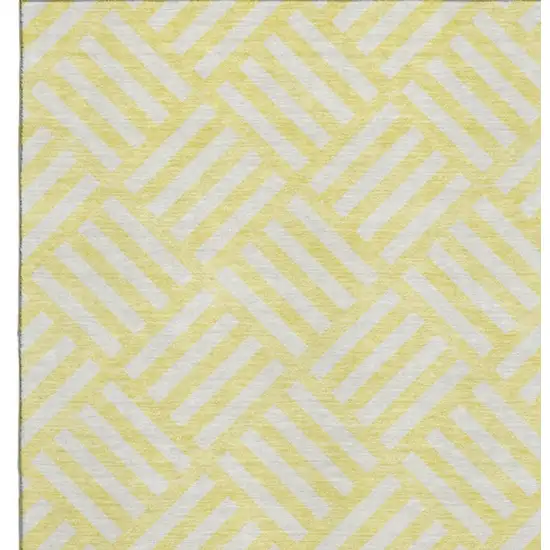 Yellow And Ivory Geometric Washable Area Rug With UV Protection Photo 3