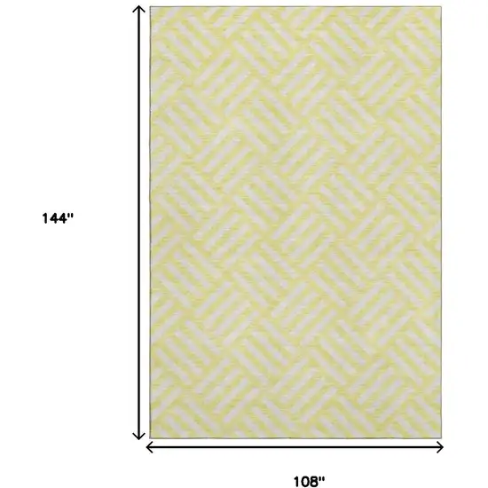 Yellow And Ivory Geometric Washable Area Rug With UV Protection Photo 3