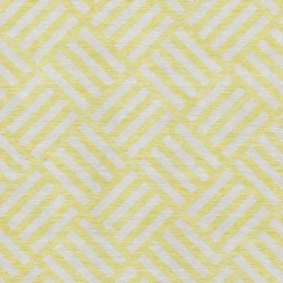 Yellow And Ivory Geometric Washable Area Rug With UV Protection Photo 3