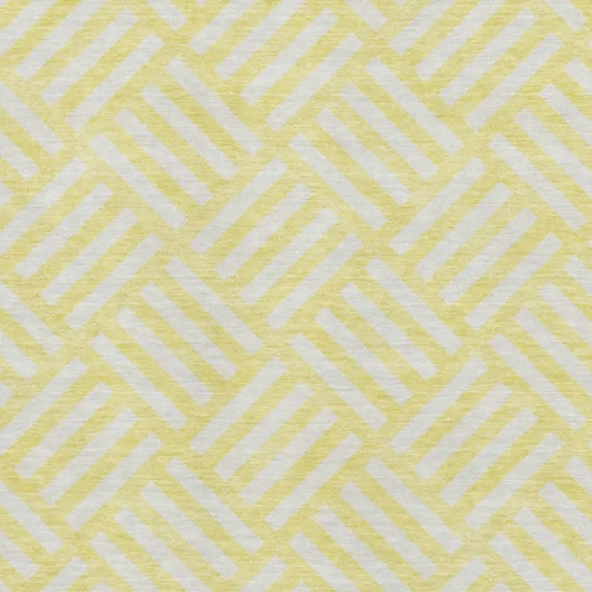Yellow And Ivory Geometric Washable Area Rug With UV Protection Photo 3