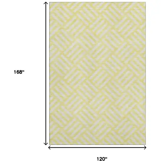 Yellow And Ivory Geometric Washable Area Rug With UV Protection Photo 3