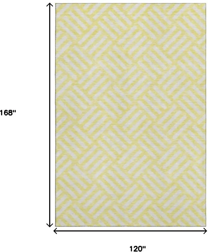 Yellow And Ivory Geometric Washable Area Rug With UV Protection Photo 3