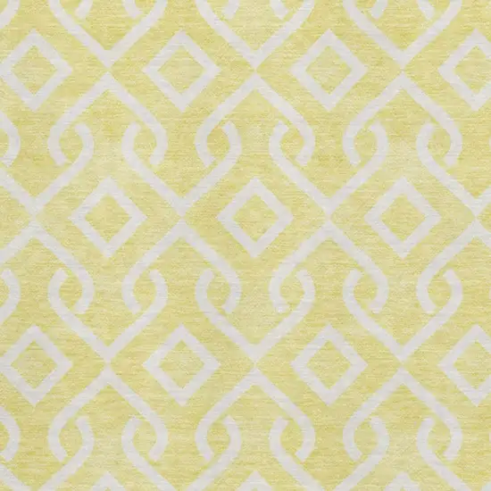 Yellow And Ivory Geometric Washable Area Rug With UV Protection Photo 3
