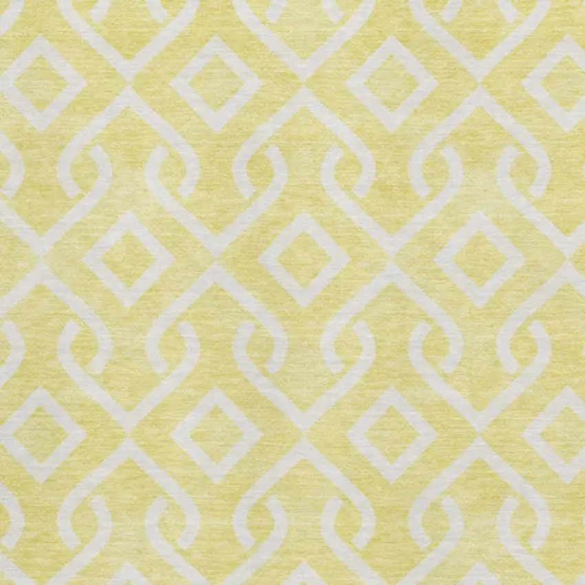 Yellow And Ivory Geometric Washable Area Rug With UV Protection Photo 3