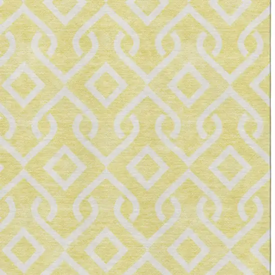 Yellow And Ivory Geometric Washable Area Rug With UV Protection Photo 3