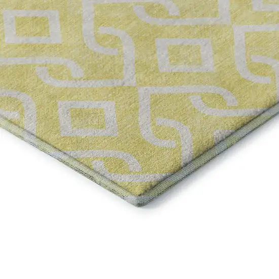 Yellow And Ivory Geometric Washable Area Rug With UV Protection Photo 8