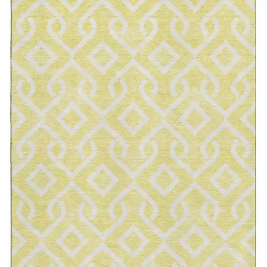 Yellow And Ivory Geometric Washable Area Rug With UV Protection Photo 3