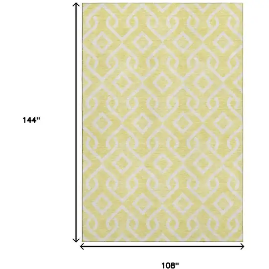 Yellow And Ivory Geometric Washable Area Rug With UV Protection Photo 3