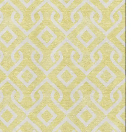 Yellow And Ivory Geometric Washable Area Rug With UV Protection Photo 3