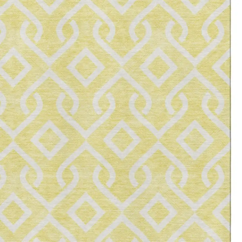 Yellow And Ivory Geometric Washable Area Rug With UV Protection Photo 3