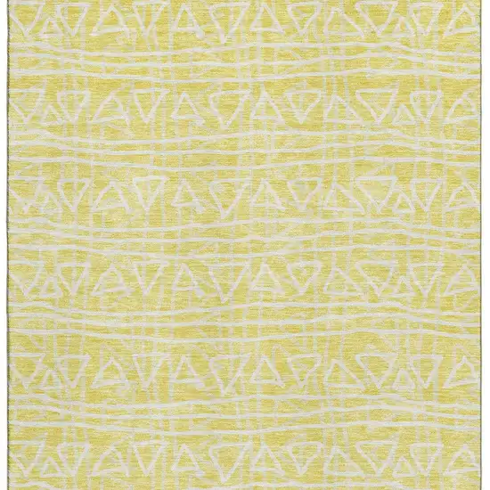 Yellow And Ivory Geometric Washable Area Rug With UV Protection Photo 3