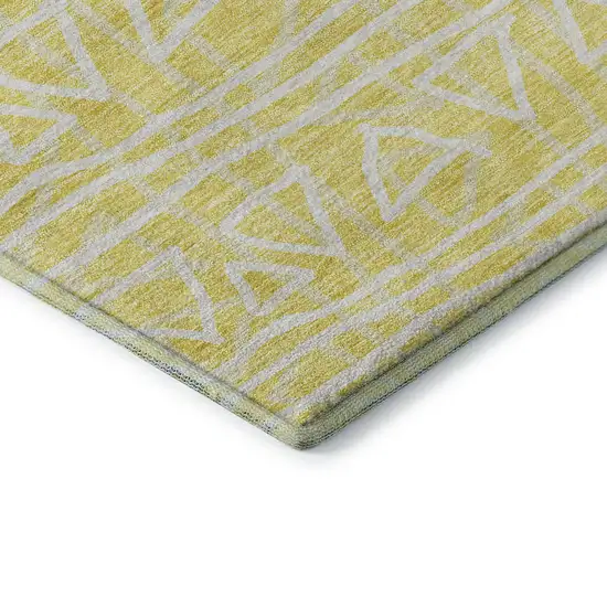 Yellow And Ivory Geometric Washable Area Rug With UV Protection Photo 8