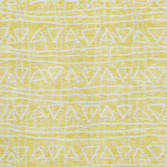 Yellow And Ivory Geometric Washable Area Rug With UV Protection Photo 3