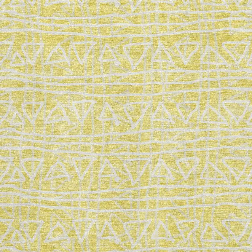 Yellow And Ivory Geometric Washable Area Rug With UV Protection Photo 3