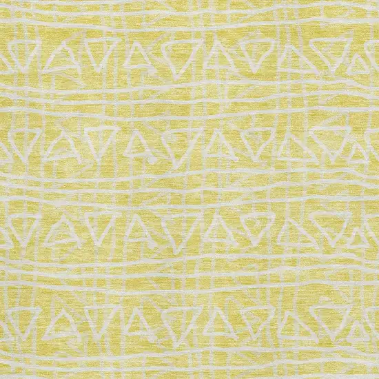 Yellow And Ivory Geometric Washable Area Rug With UV Protection Photo 3