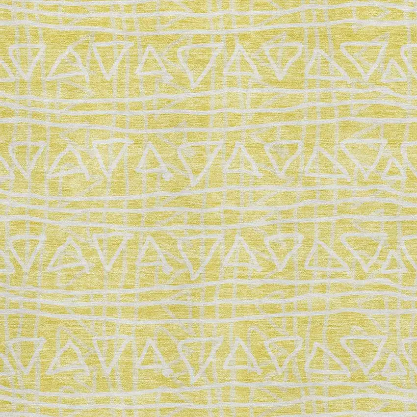 Yellow And Ivory Geometric Washable Area Rug With UV Protection Photo 3