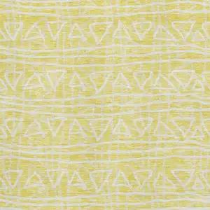 Photo of Yellow And Ivory Geometric Washable Area Rug With UV Protection