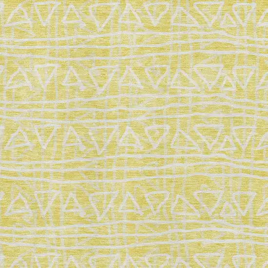 Yellow And Ivory Geometric Washable Area Rug With UV Protection Photo 3