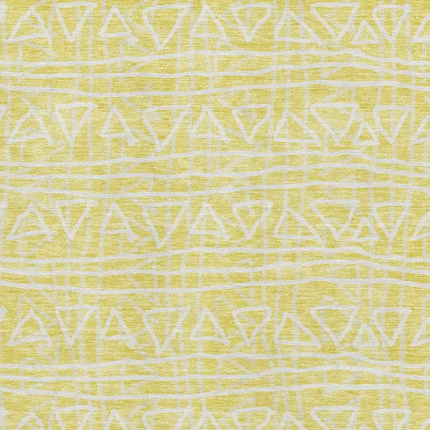 Yellow And Ivory Geometric Washable Area Rug With UV Protection Photo 3