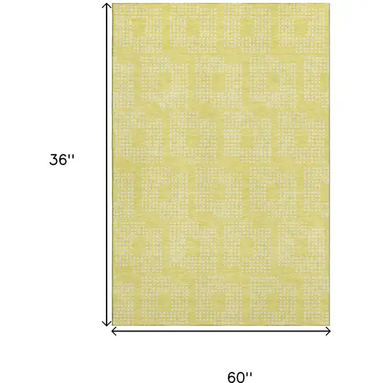 Yellow And Ivory Geometric Washable Area Rug With UV Protection Photo 3