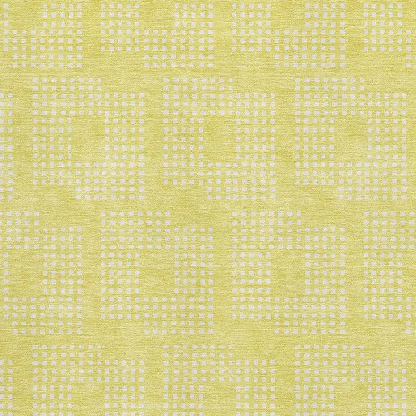 Yellow And Ivory Geometric Washable Area Rug With UV Protection Photo 4