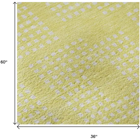 Yellow And Ivory Geometric Washable Area Rug With UV Protection Photo 9