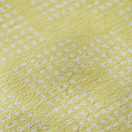 Yellow And Ivory Geometric Washable Area Rug With UV Protection Photo 1