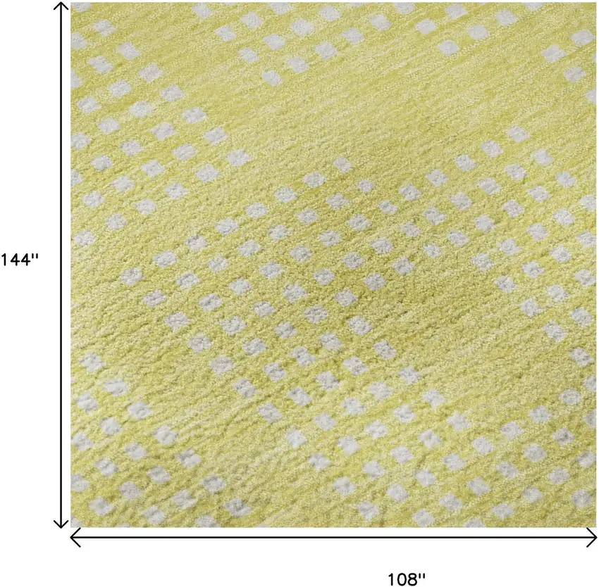 Yellow And Ivory Geometric Washable Area Rug With UV Protection Photo 9