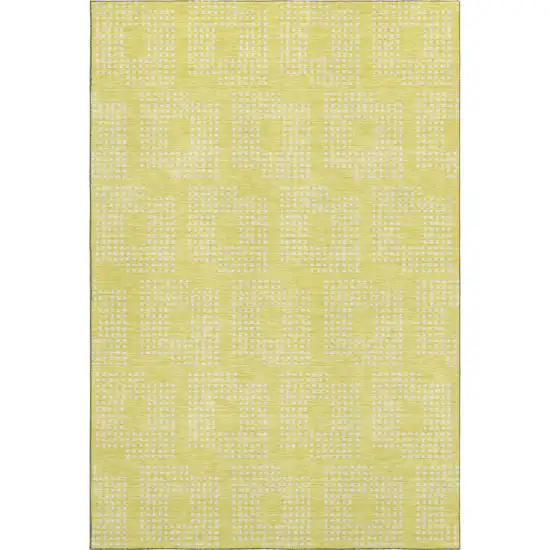 Yellow And Ivory Geometric Washable Area Rug With UV Protection Photo 6