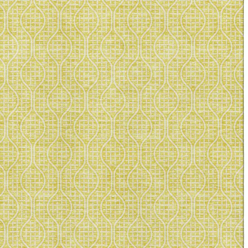 Yellow And Ivory Geometric Washable Area Rug With UV Protection Photo 3