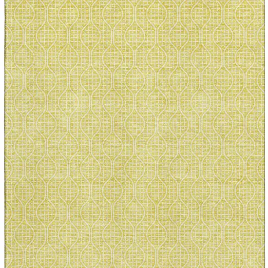 Yellow And Ivory Geometric Washable Area Rug With UV Protection Photo 4