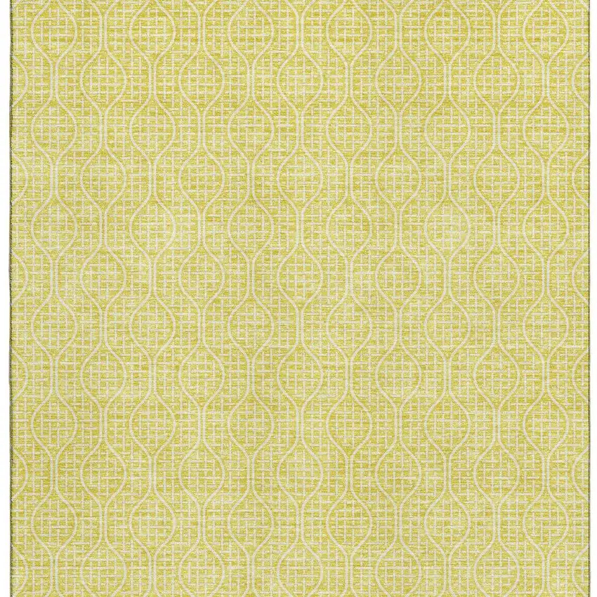Yellow And Ivory Geometric Washable Area Rug With UV Protection Photo 4