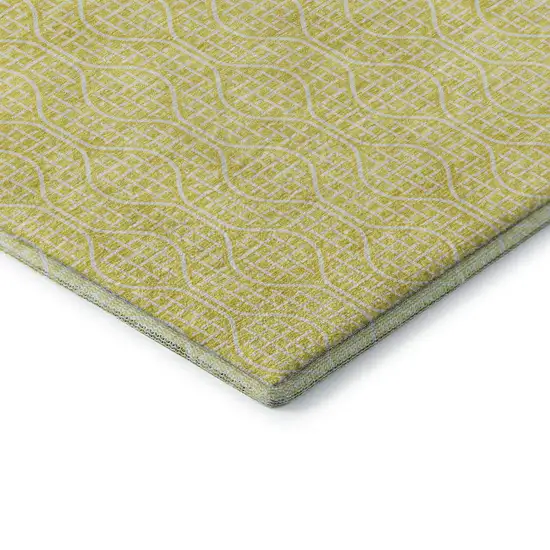 Yellow And Ivory Geometric Washable Area Rug With UV Protection Photo 9