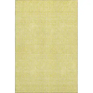 Photo of Yellow And Ivory Geometric Washable Area Rug With UV Protection