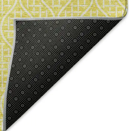Yellow And Ivory Geometric Washable Area Rug With UV Protection Photo 2
