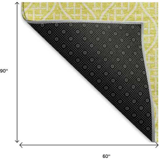 Yellow And Ivory Geometric Washable Area Rug With UV Protection Photo 9
