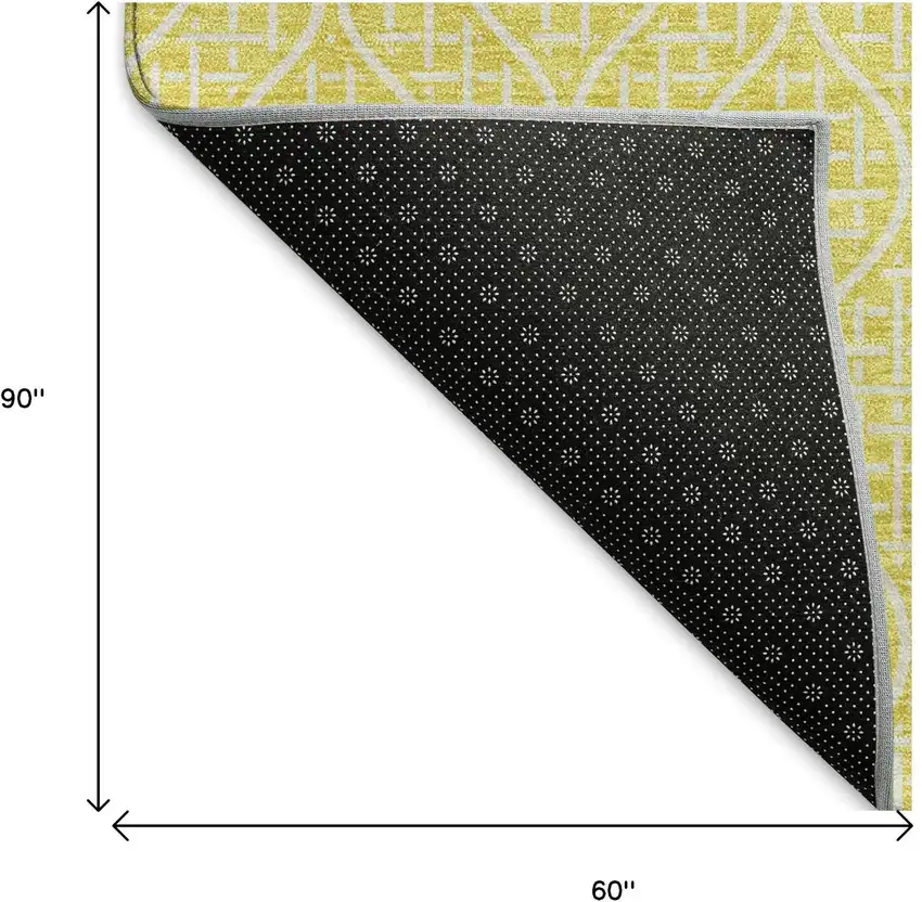 Yellow And Ivory Geometric Washable Area Rug With UV Protection Photo 9
