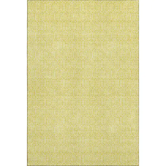 Yellow And Ivory Geometric Washable Area Rug With UV Protection Photo 6
