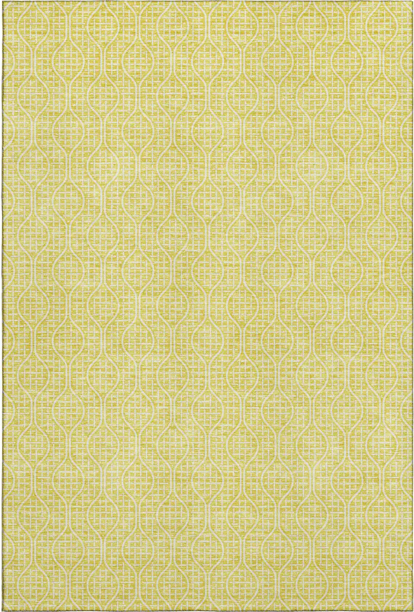 Yellow And Ivory Geometric Washable Area Rug With UV Protection Photo 6